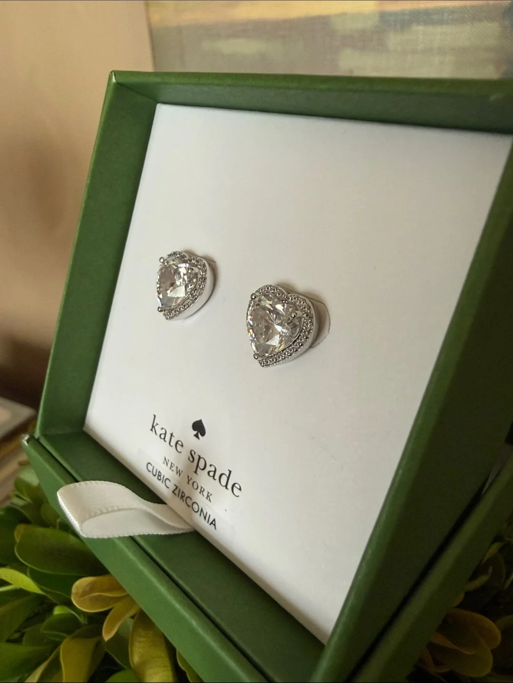 KATE SPADE ♠️ New York 🤍 MY LOVE 🤍 CUBIC ZIRCONIA HEART STUD EARRINGS 🌟NWT🌟